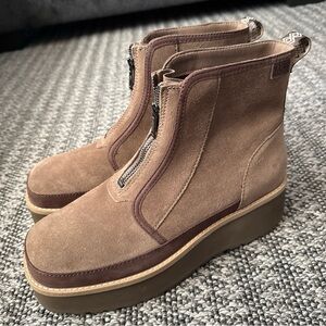 UGG cityfunc zip leather Brown Suede Women's Ankle Boot Sz 11